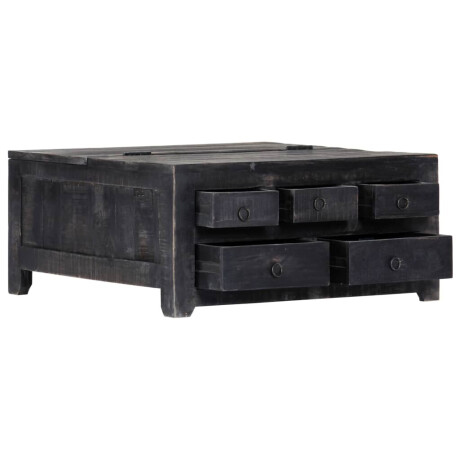 vidaXL Salontafel 65x65x30 cm massief mangohout zwart afbeelding3 - 1