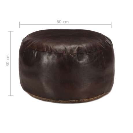 vidaXL Poef 60x30 cm echt geitenleer donkerbruin afbeelding3 - 1