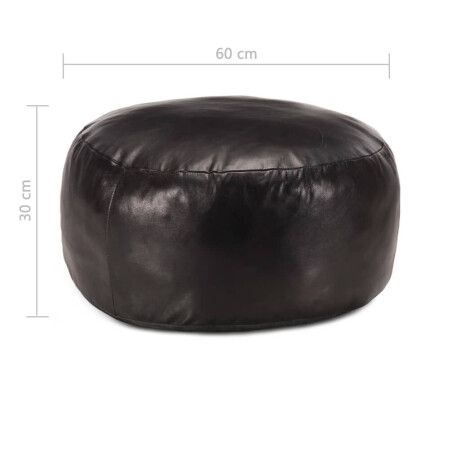 vidaXL Poef 60x30 cm echt geitenleer zwart afbeelding3 - 1