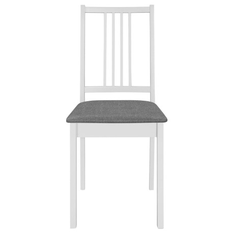 vidaXL Eetkamerstoelen met kussens 4 st massief hout wit afbeelding3 - 1