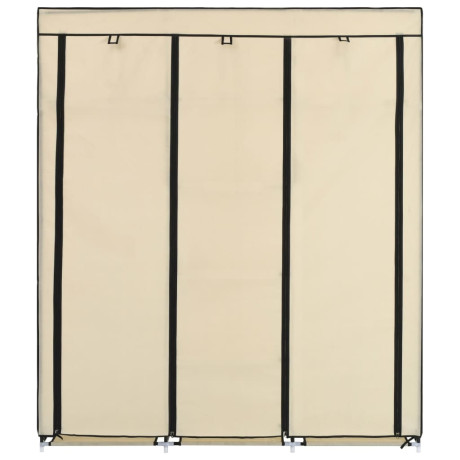 vidaXL Kledingkast met vakken en stangen 150x45x175 cm stof crème afbeelding3 - 1