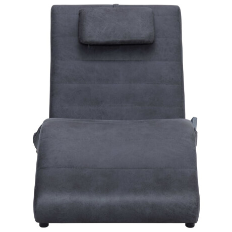 vidaXL Massage chaise longue met kussen kunstsuède grijs afbeelding3 - 1