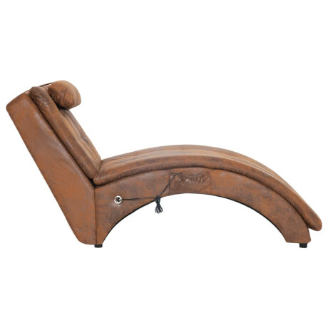 vidaXL Massage chaise longue met kussen kunstsuède bruin afbeelding3 - 1