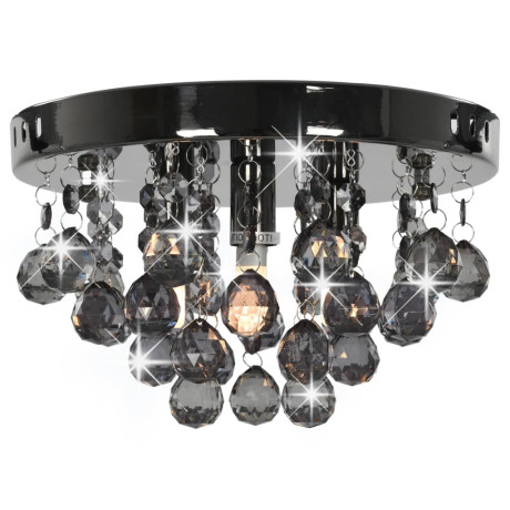 vidaXL Plafondlamp met smoky kralen rond G9 zwart afbeelding3 - 1