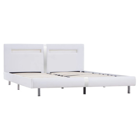 vidaXL Bedframe met LED kunstleer wit 180x200 cm afbeelding3 - 1