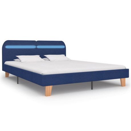 vidaXL Bedframe met LED stof blauw 160x200 cm afbeelding3 - 1