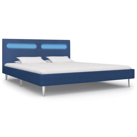 vidaXL Bedframe met LED stof blauw 160x200 cm afbeelding3 - 1