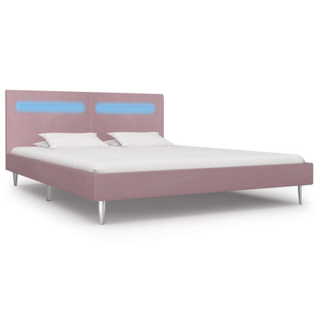 vidaXL Bedframe met LED stof roze 180x200 cm afbeelding3 - 1