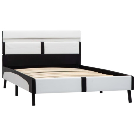 vidaXL Bedframe met LED kunstleer wit en zwart 90x200 cm afbeelding3 - 1