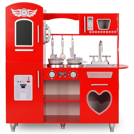 vidaXL Kinderspeelkeuken 84x31x89 cm MDF rood afbeelding3 - 1