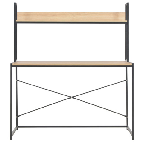 vidaXL Computerbureau 120x60x138 cm zwart en eikenkleurig afbeelding3 - 1