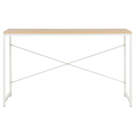 vidaXL Computerbureau 120x60x70 cm wit en eikenkleurig afbeelding3 - 1