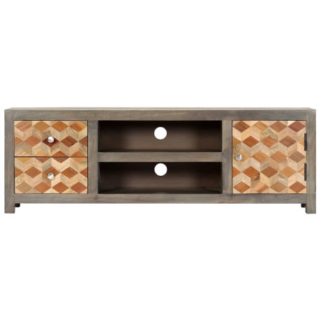 vidaXL Tv-meubel 120x30x40 cm massief mangohout grijs afbeelding3 - 1