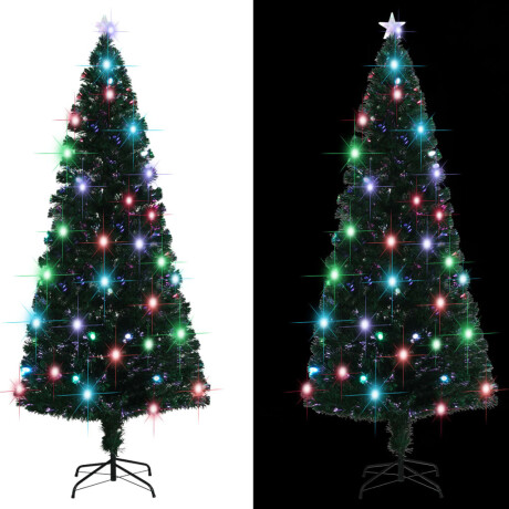 vidaXL Voorverlichte kerstboom met standaard en LED 210 cm glasvezel afbeelding3 - 1