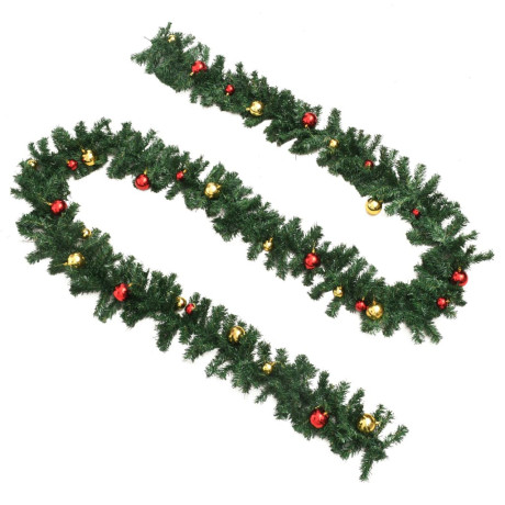 vidaXL Kerstslingers 4 st met kerstballen 270 cm PVC groen afbeelding3 - 1