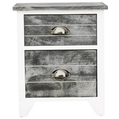vidaXL Nachtkastje 38x28x45 cm paulowniahout grijs en wit afbeelding3 - 1