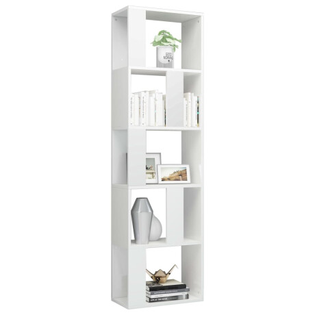 vidaXL Boekenkast/kamerscherm 45x24x159 cm bewerkt hout hoogglans wit afbeelding3 - 1