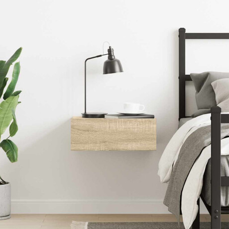 vidaXL Nachtkastje zwevend 40x30x15cm bewerkt hout sonoma eikenkleurig afbeelding3 - 1