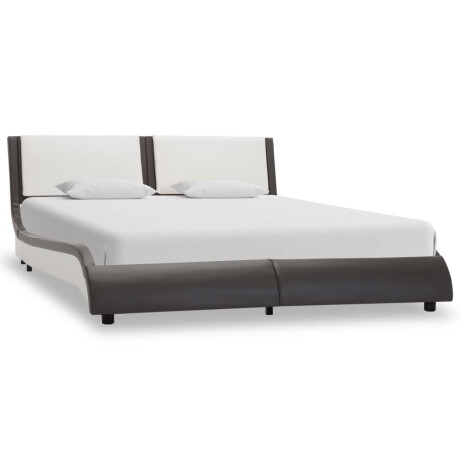 vidaXL Bedframe met LED kunstleer grijs en wit 120x190 cm afbeelding3 - 1