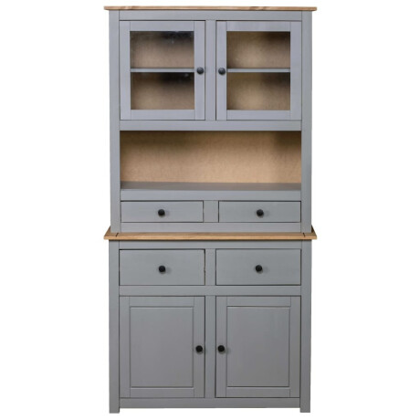 vidaXL Hoge kast Panama Range 93x40,5x180 cm massief grenenhout grijs afbeelding3 - 1