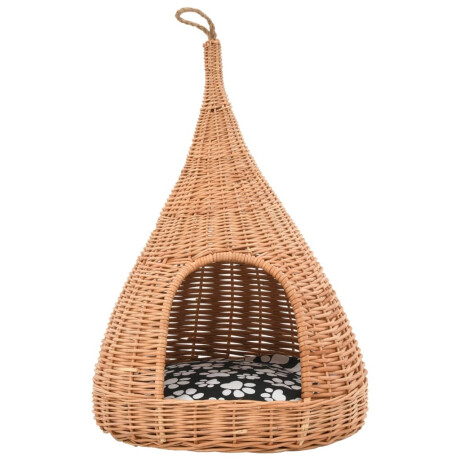 vidaXL Kattenhuis met kussen tipi 40x60 cm natuurlijk wilgen afbeelding3 - 1