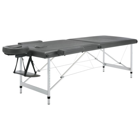 vidaXL Massagetafel met 2 zones 186x68 cm aluminium frame antraciet afbeelding3 - 1