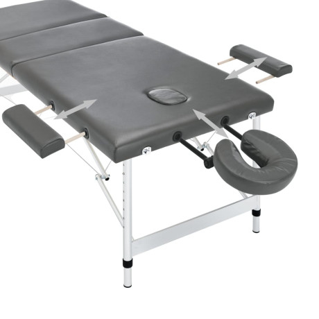 vidaXL Massagetafel met 3 zones 186x68 cm aluminium frame antraciet afbeelding3 - 1