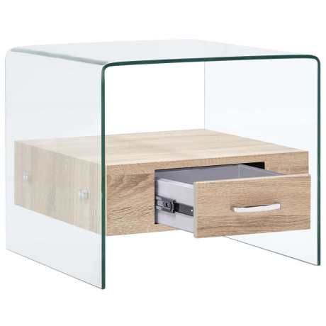 vidaXL Salontafel met lade 50x50x45 cm gehard glas afbeelding3 - 1