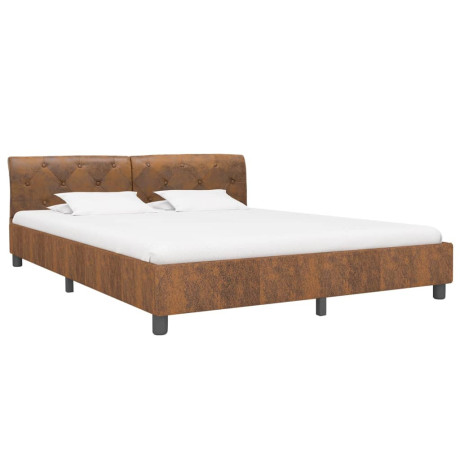 vidaXL Bedframe kunstsuède bruin 160x200 cm afbeelding3 - 1