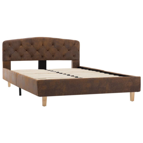 vidaXL Bedframe kunstsuède bruin 120x200 cm afbeelding3 - 1