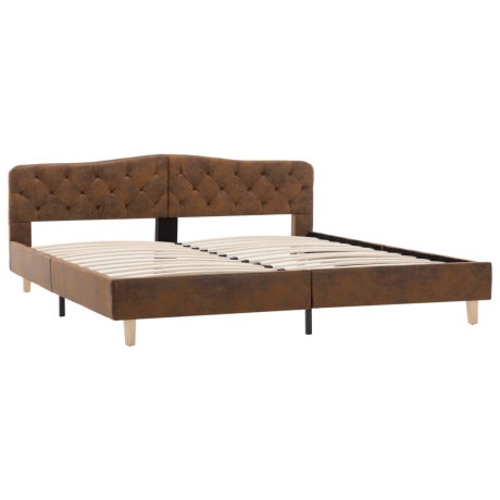 vidaXL Bedframe kunstsuède bruin 180x200 cm afbeelding3 - 1