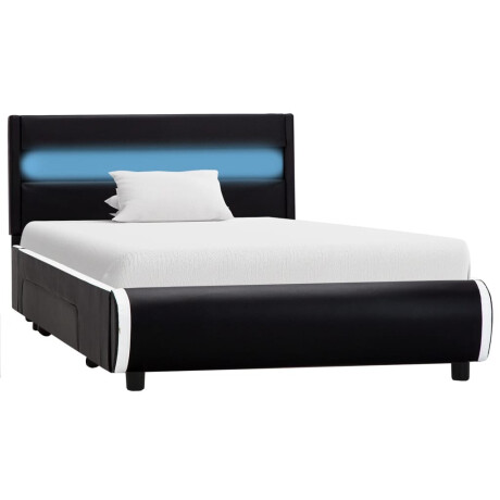vidaXL Bedframe met LED kunstleer zwart 90x200 cm afbeelding3 - 1