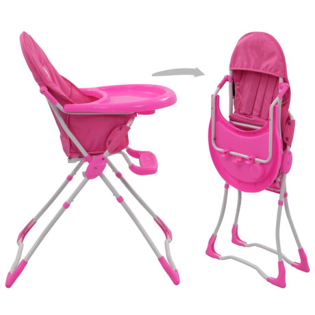 vidaXL Kinderstoel hoog roze en wit afbeelding3 - 1