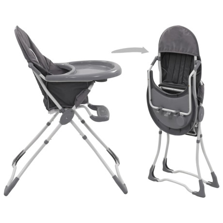 vidaXL Kinderstoel hoog grijs en wit afbeelding3 - 1
