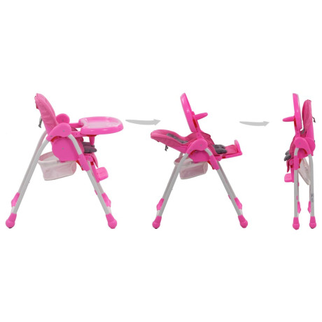 vidaXL Kinderstoel hoog roze en grijs afbeelding3 - 1