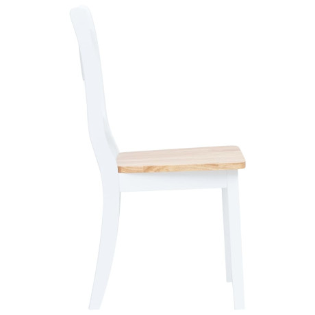 vidaXL Eetkamerstoelen 6 st massief rubberwood wit en naturel afbeelding3 - 1