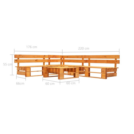 vidaXL 4-delige Loungeset pallet hout honingbruin afbeelding3 - 1