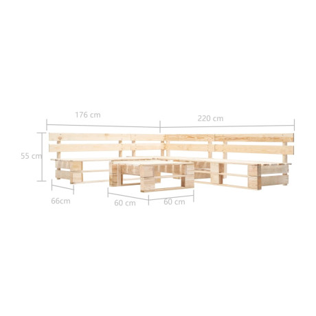 vidaXL 4-delige Loungeset pallet hout naturel afbeelding3 - 1