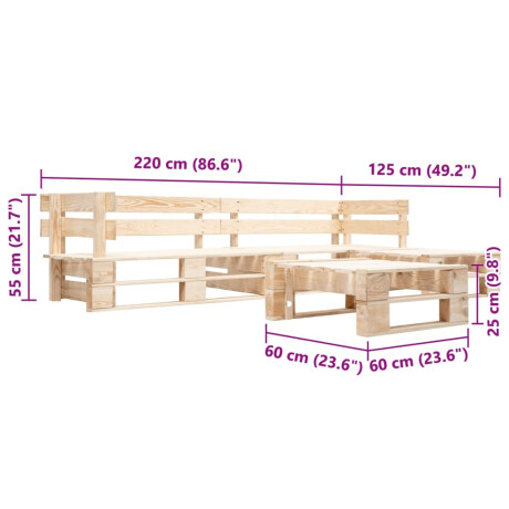 vidaXL 4-delige Loungeset pallet hout naturel afbeelding3 - 1