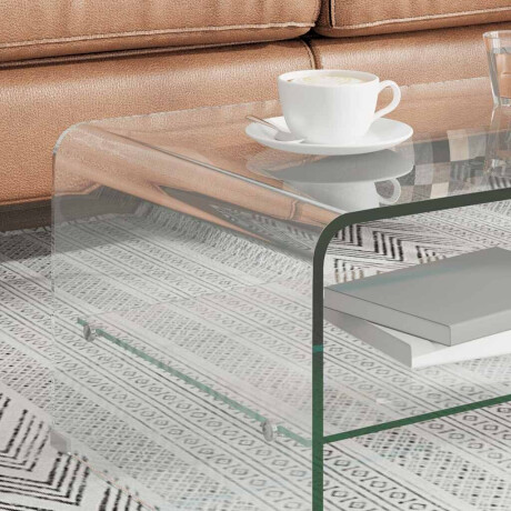 vidaXL Salontafel 98x45x31 cm gehard glas transparant afbeelding3 - 1
