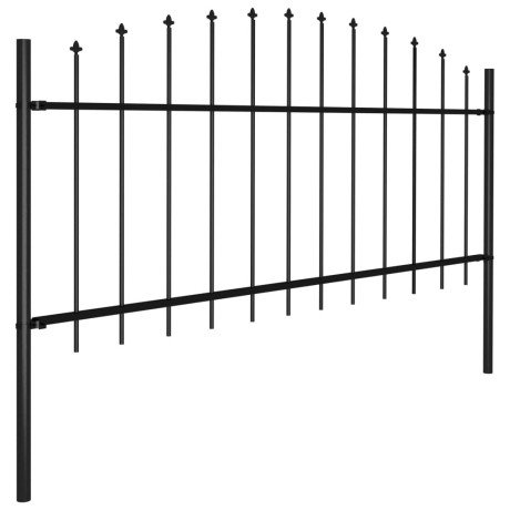 vidaXL Tuinhek met speerpunt staal 714,5x75 cm zwart afbeelding3 - 1