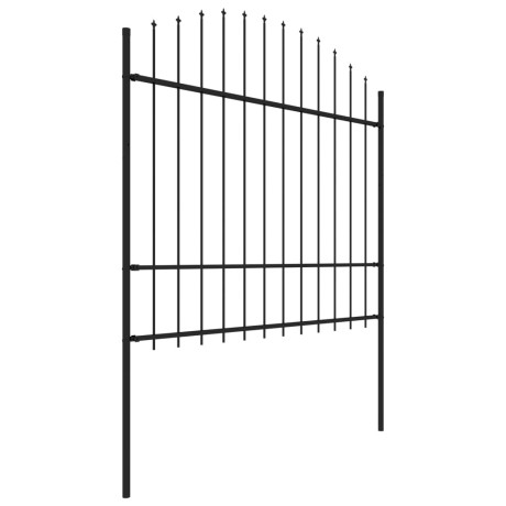 vidaXL Tuinhek met speerpunt staal 714,5x175 cm zwart afbeelding3 - 1