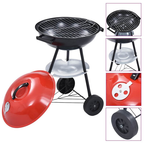 vidaXL Kogelbarbecue houtskool met wieltjes XXL 44 cm afbeelding3 - 1