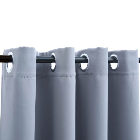 vidaXL Gordijn verduisterend met metalen ringen 2 st 140x245 cm grijs afbeelding3 - 1