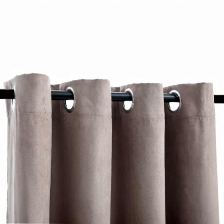 vidaXL Gordijn verduisterend met metalen ringen 2 st 140x175 cm taupe afbeelding3 - 1