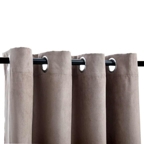 vidaXL Gordijn verduisterend met metalen ringen 2 st 140x225 cm taupe afbeelding3 - 1