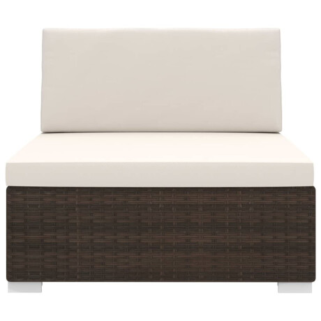 vidaXL Middenbank 1 st met kussens poly rattan bruin afbeelding3 - 1