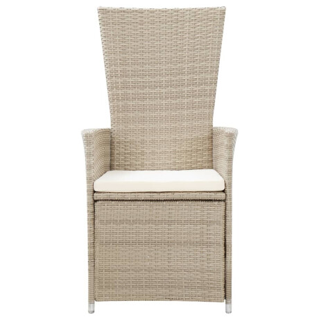 vidaXL Tuinstoelen 2 st verstelbaar met kussens poly rattan beige afbeelding3 - 1