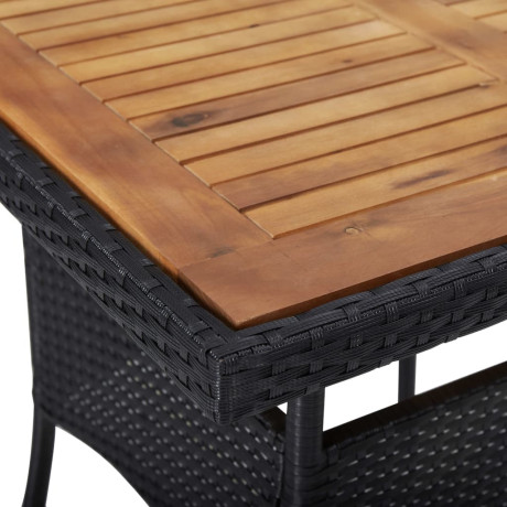 vidaXL Tuintafel poly rattan en massief acaciahout zwart afbeelding3 - 1