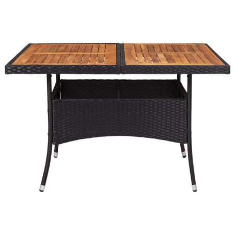 vidaXL Tuintafel poly rattan en massief acaciahout zwart afbeelding3 - 1